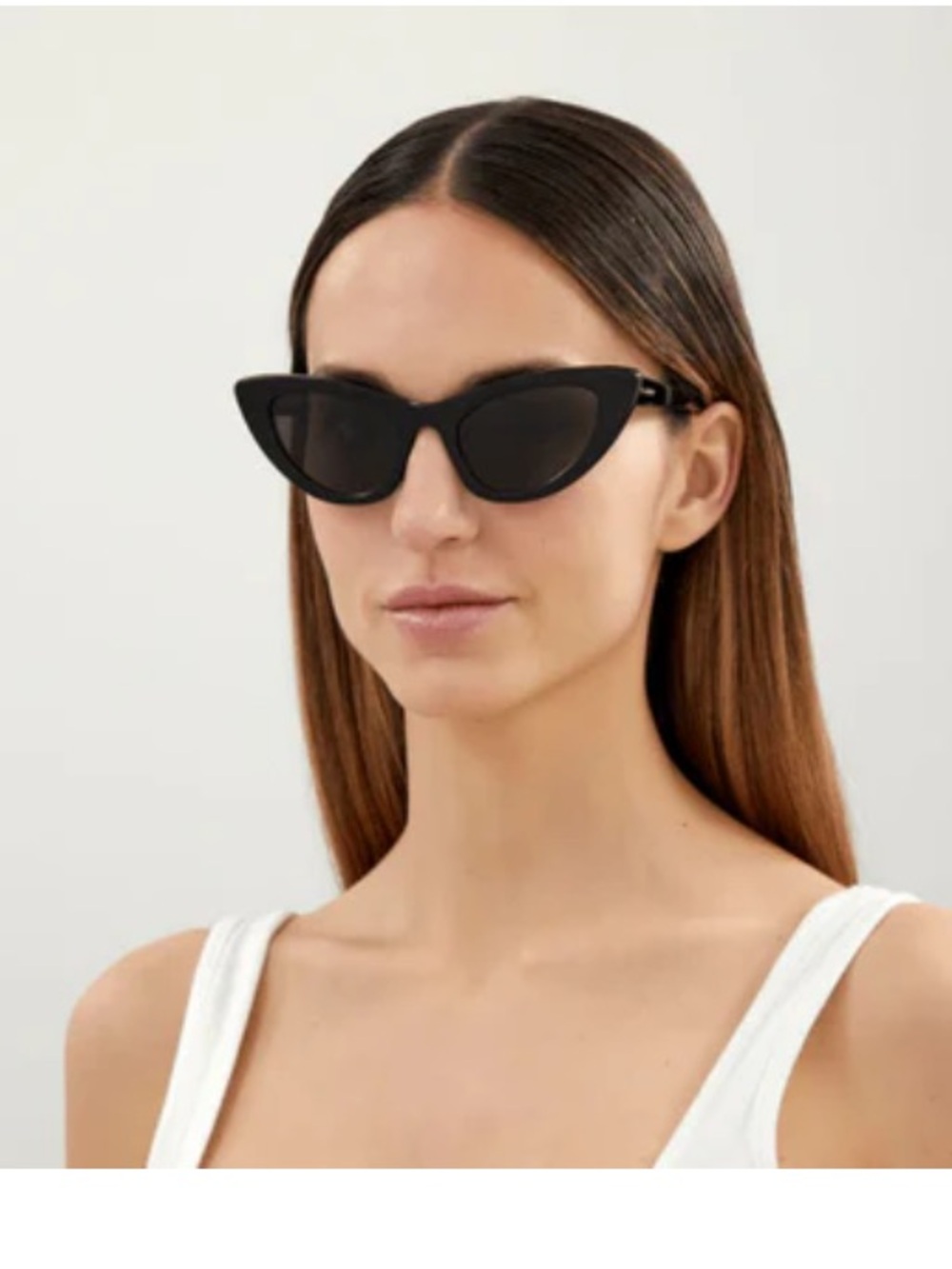 Saint Laurent Black Cat-Eye Sunglasses with Black Lenses Lily SL 213